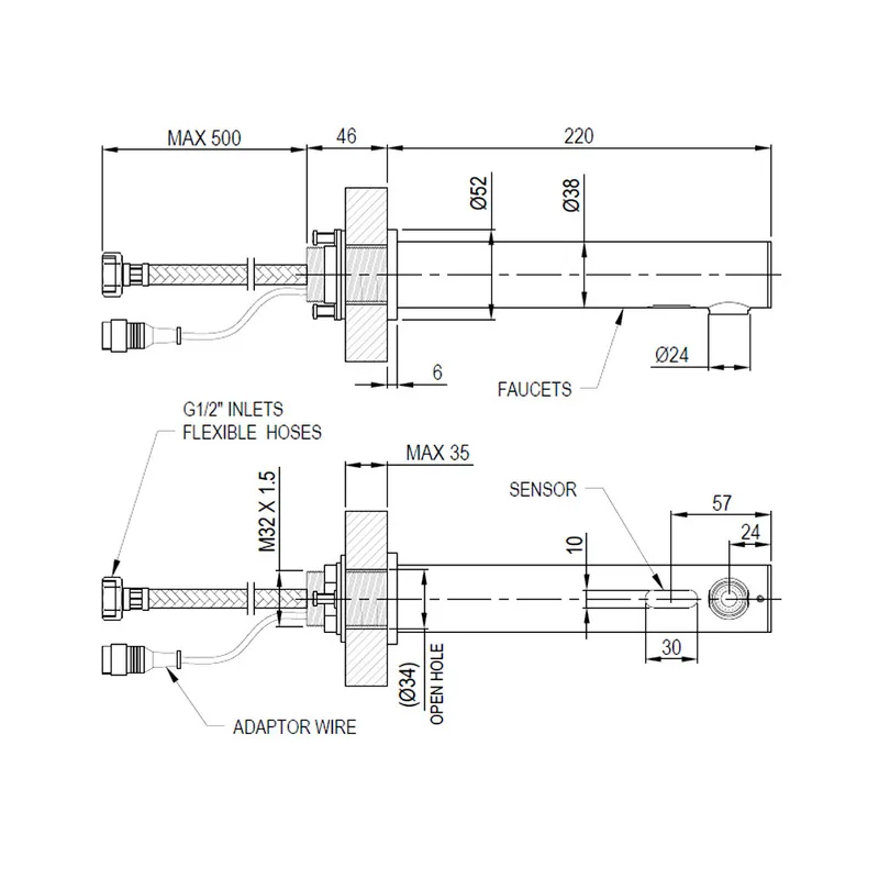 AWS Jupiter Wall Mounted Sensor Basin Tap