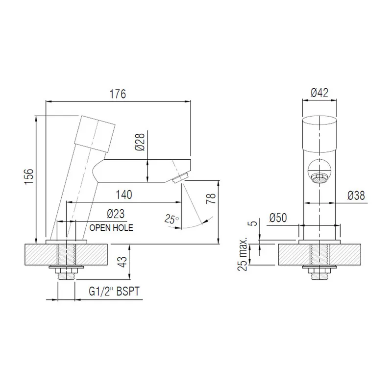 AWS Metrix-SP Self Closing Basin Tap