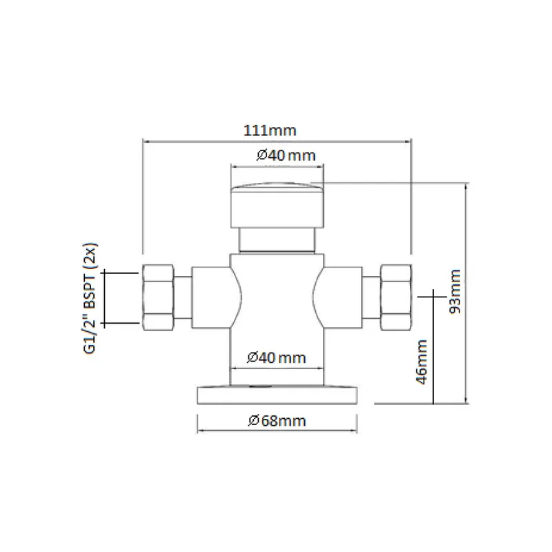 AWS Metrix-X Exposed Self-Closing Shower Valve