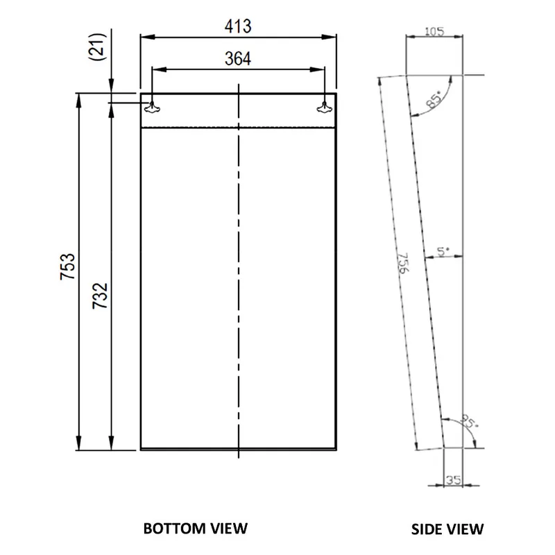 AWS MF-7541 Wall Hung Tilted Mirror