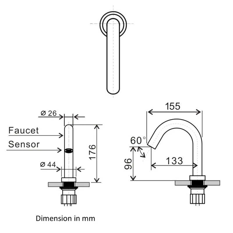 AWS Virgo S Matte Black Sensor Basin Tap