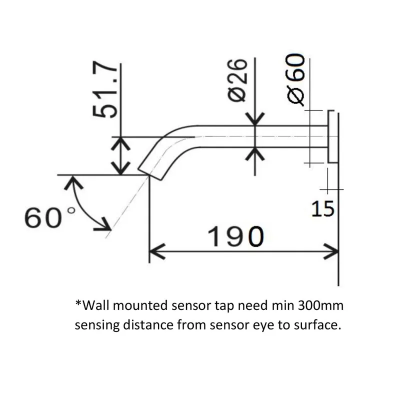 AWS Virgo-W-MB Sensor Wall Mounted Basin Tap (Matt Black)