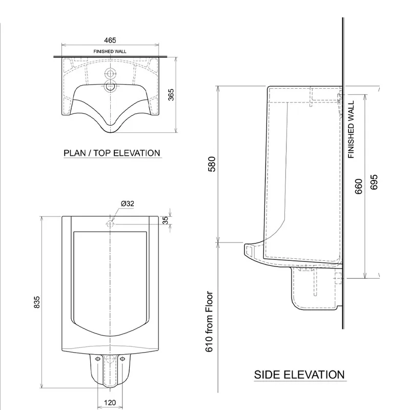 Claytan UR-5603-BI Wall Hung Urinal Bowl