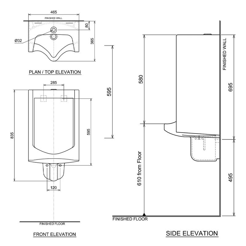 Claytan UR-5603-TI Wall Hung Urinal Bowl