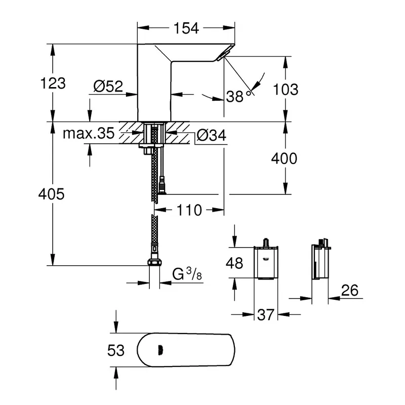 Grohe Bau Cosmopolitan-E 36452000 Sensor Basin Tap
