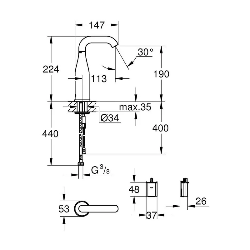 Grohe Essence-E 36446000 Sensor Tall Basin Tap