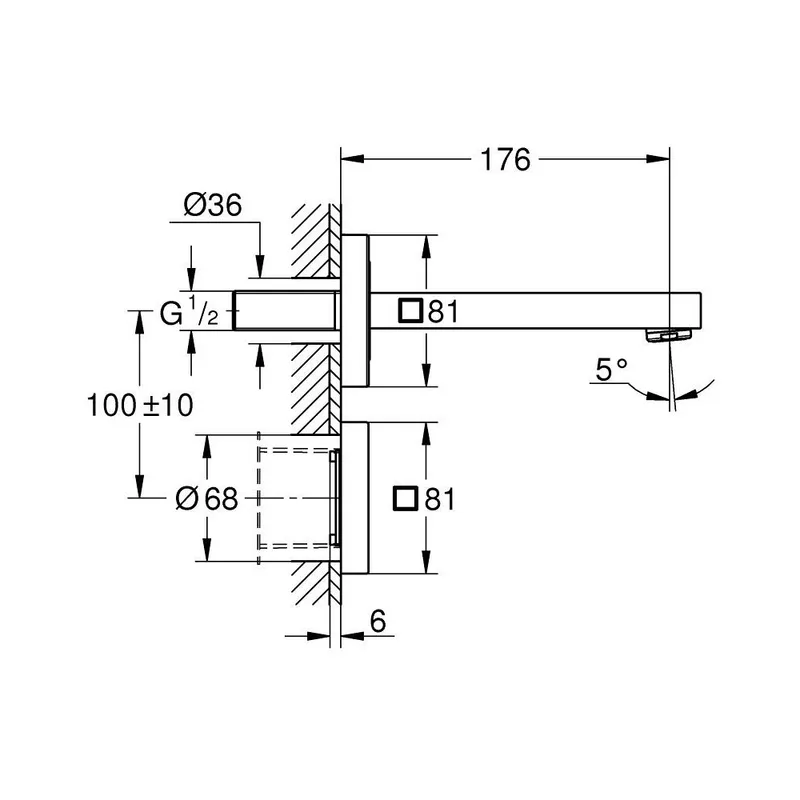 Grohe Eurocube-E 36442000 Sensor Wall Mounted Basin Tap