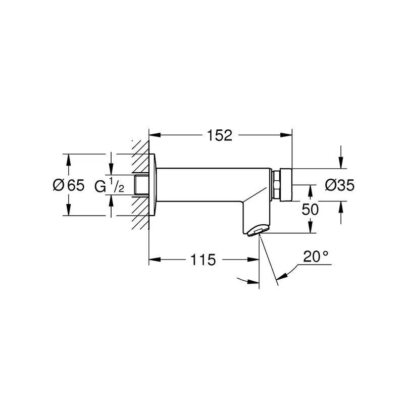 Grohe Euroeco Cosmopolitan-T 36266000 Self Closing Wall Mounted Basin Tap
