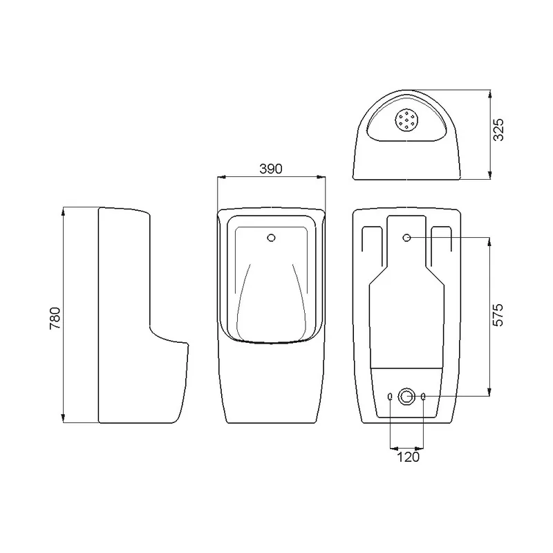 IETO 233 Back-Inlet Wall Hung Urinal Bowl