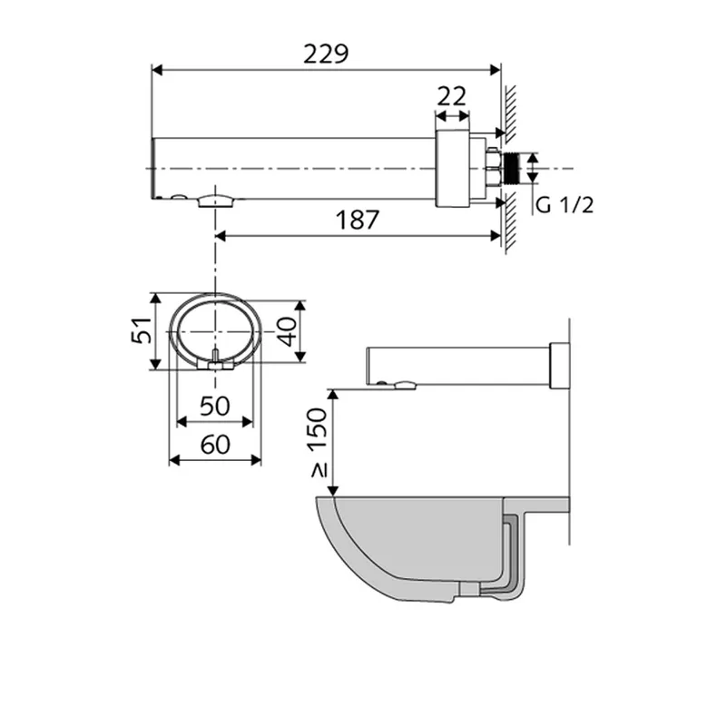 Schell MODUS-E 01-953-06-99 Sensor Wall-Mounted Basin Tap