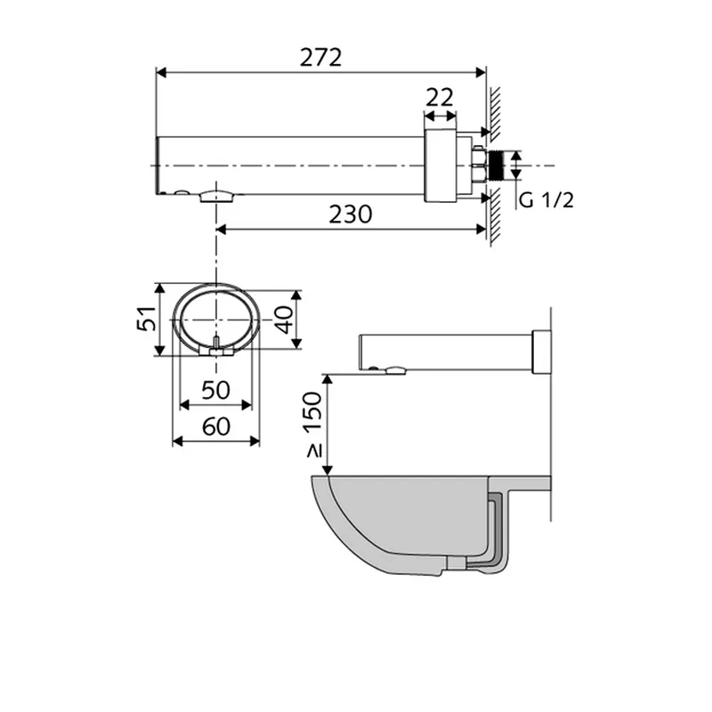 Schell MODUS-E 01-954-06-99 Sensor Wall-Mounted Basin Tap
