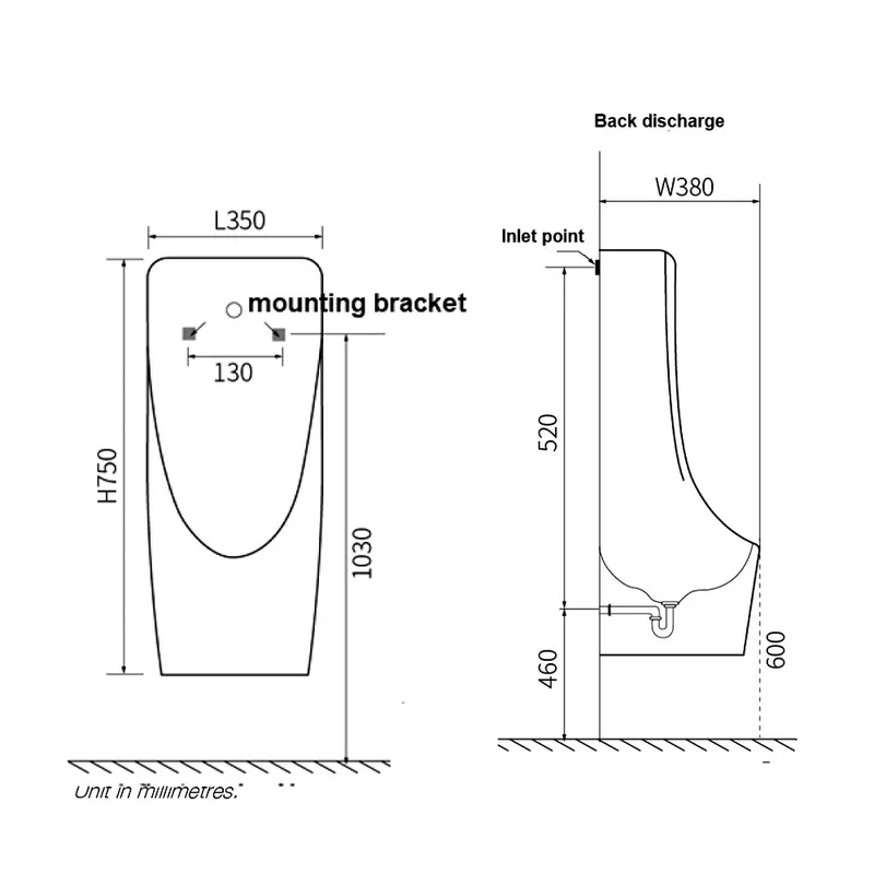 Schmied U119L Wall Hung Bowl Integrated with Sensor Flush Valve (AC & DC)