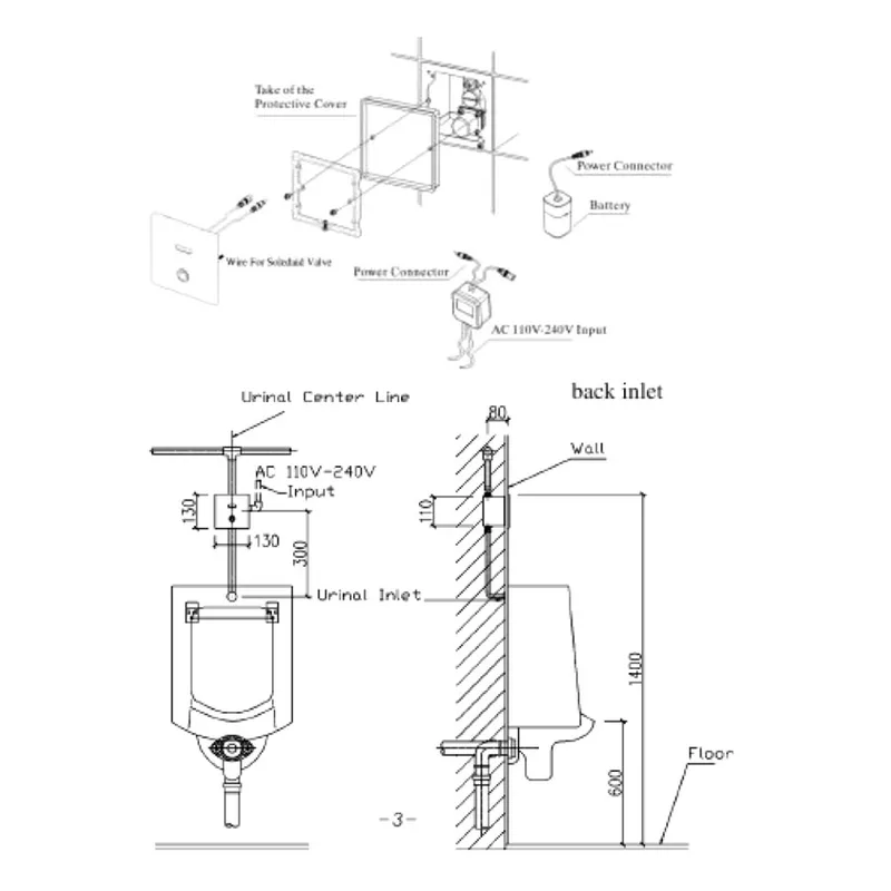 Schmied SHU3200 Constant Series Urinal Sensor Flush Valve with LED (Back Inlet)