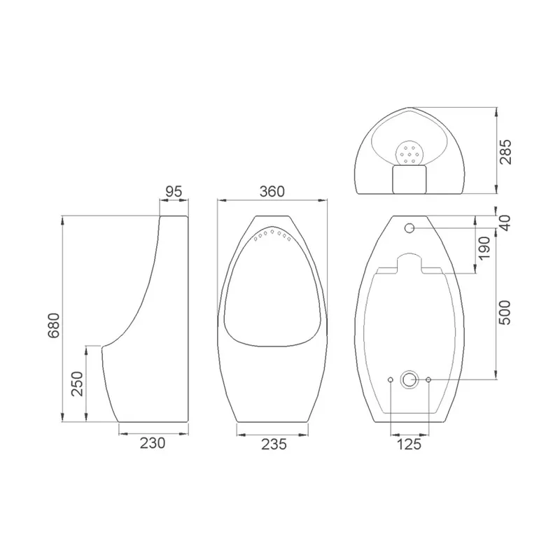 Velin V-206A/B Wall Hung Urinal Bowl