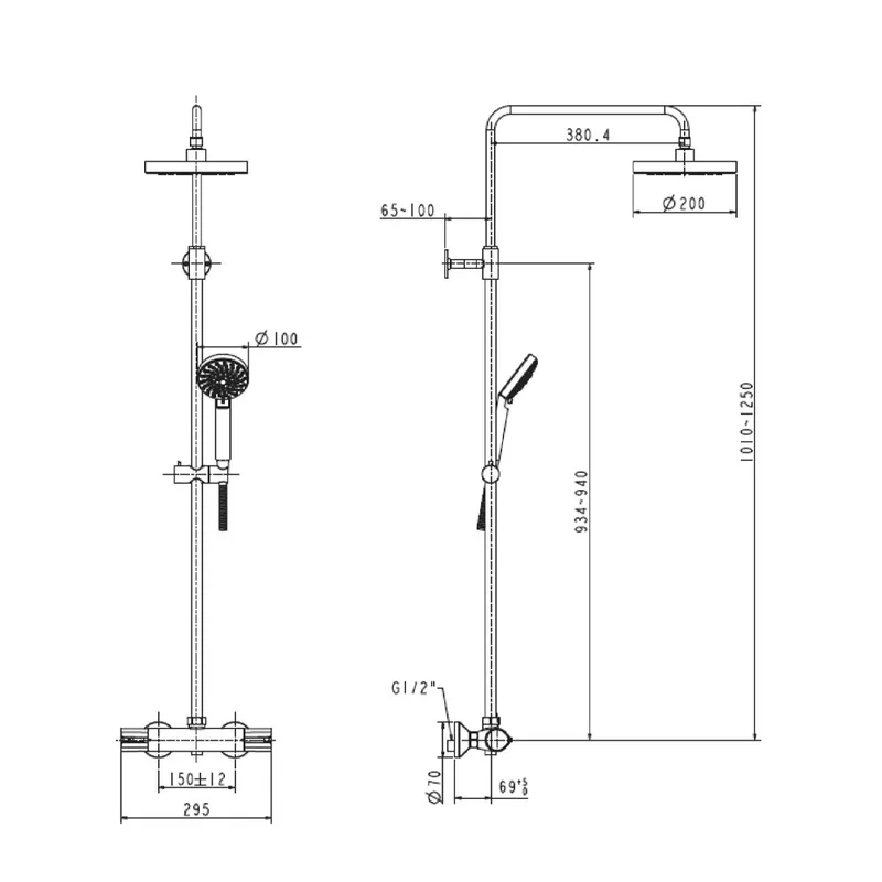 American Standard Active FFAS9084-100500BC0 Thermostatic Rain Shower System