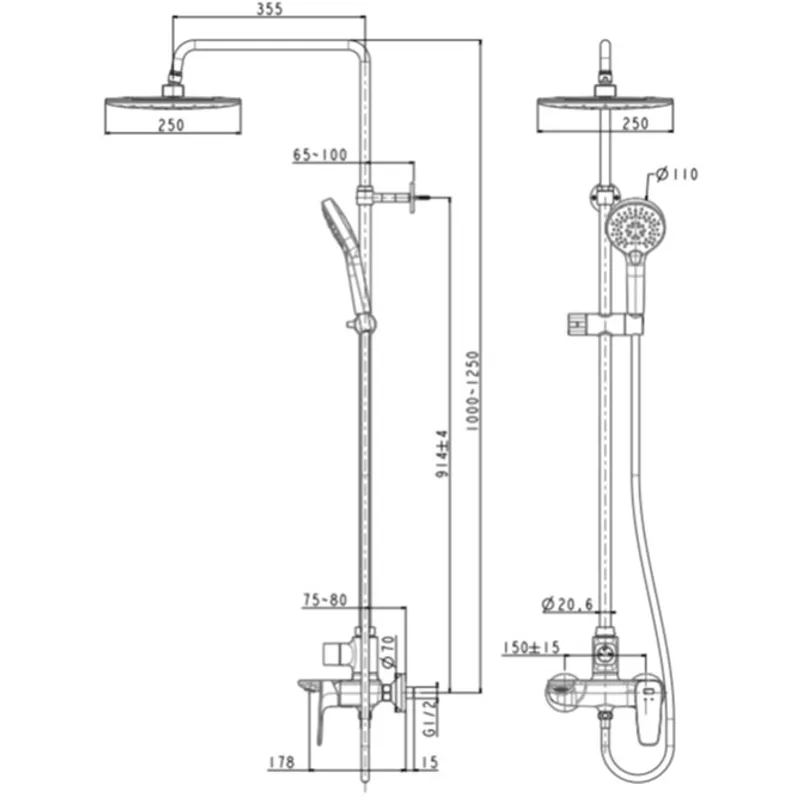 American Standard FFAS1772-701500BC0 Rainshower System
