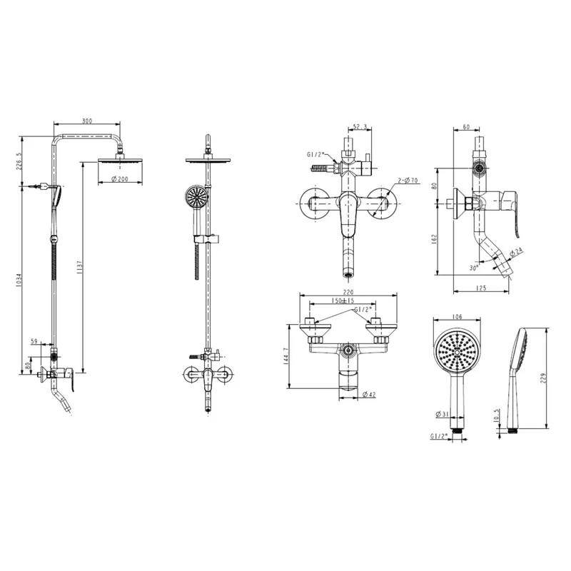 American Standard Neo Modern 3-Way Rain Shower Kit FFAS9088