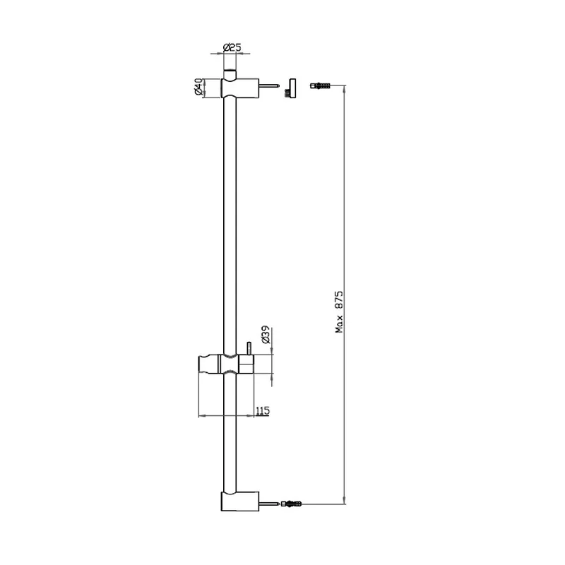 Bossini DC3000-D Adjustable 90cm Shower Rail Set