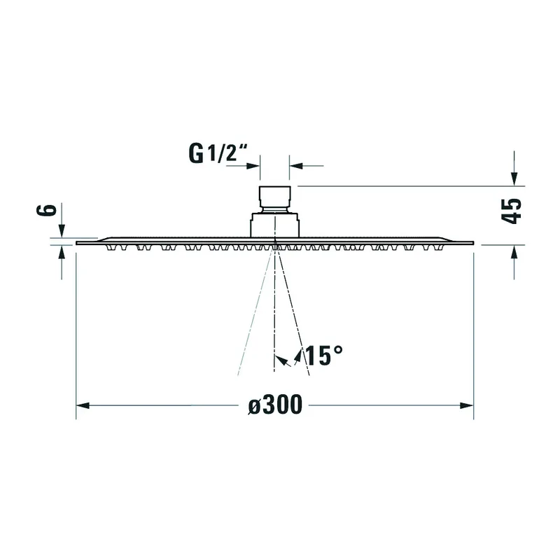 Duravit 066-0020-A46 Stainless Steel Round Showerhead 300mm (Matt Black)