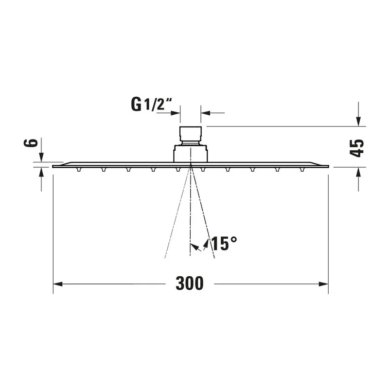 Duravit 066-0031-A34 Stainless Steel Square Showerhead 300mm (Matt Black)