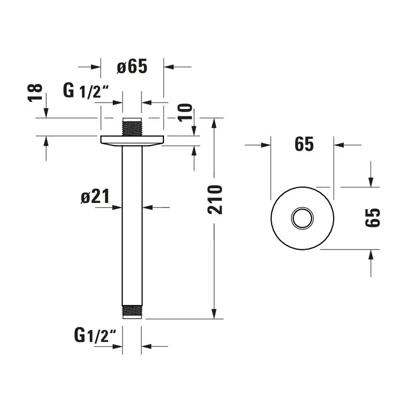 Duravit 067-0025-004 Ceiling-Mount Shower Arm 210mm (Brushed Bronze)