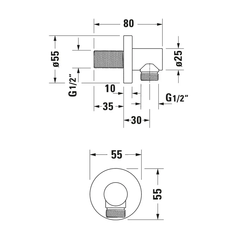 Duravit UV063-0008-070 Wall Union (Brushed Stainless Steel)
