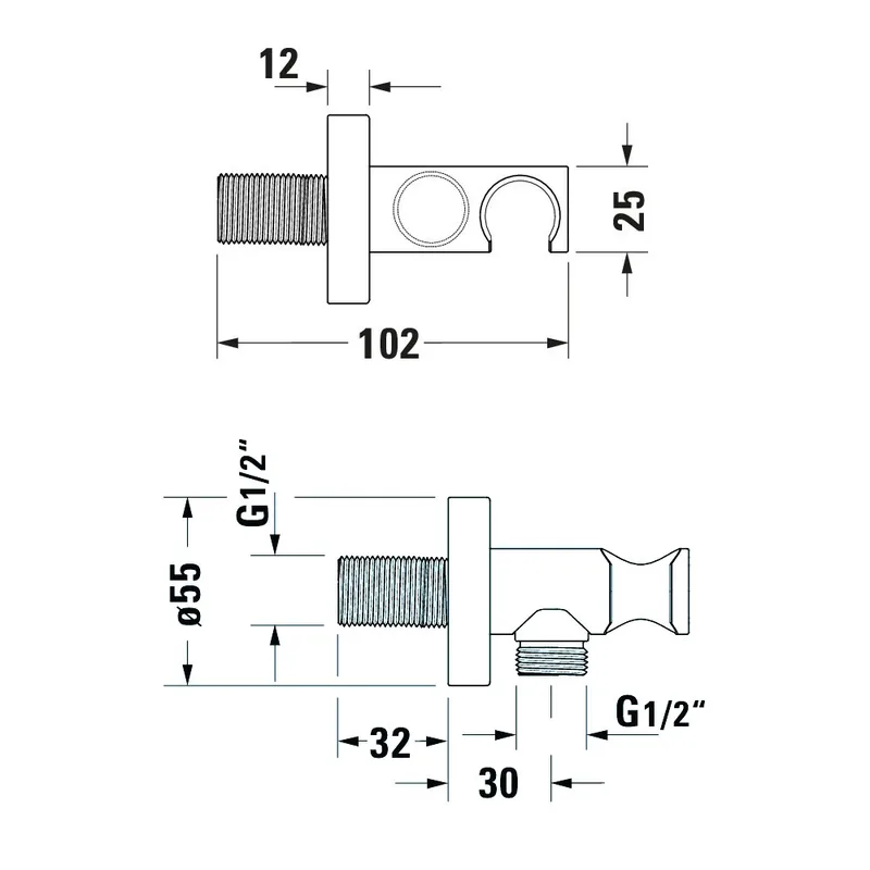 Duravit UV063-0009-034 Wall Union with Holder (Polished Gold)
