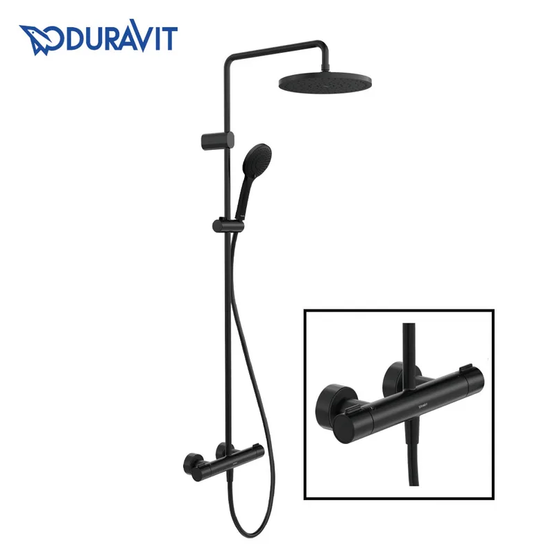 Duravit WAVE 428-0008-A46 Thermostatic 2-Way Shower System (Matt Black)