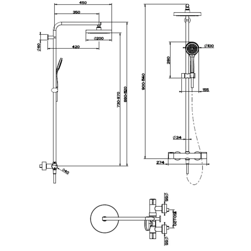 Gessi 35125031 CHR Thermostatic Shower Mixer