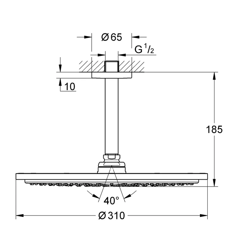 Grohe 26066000 Cosmopolitan 310 Overhead Shower