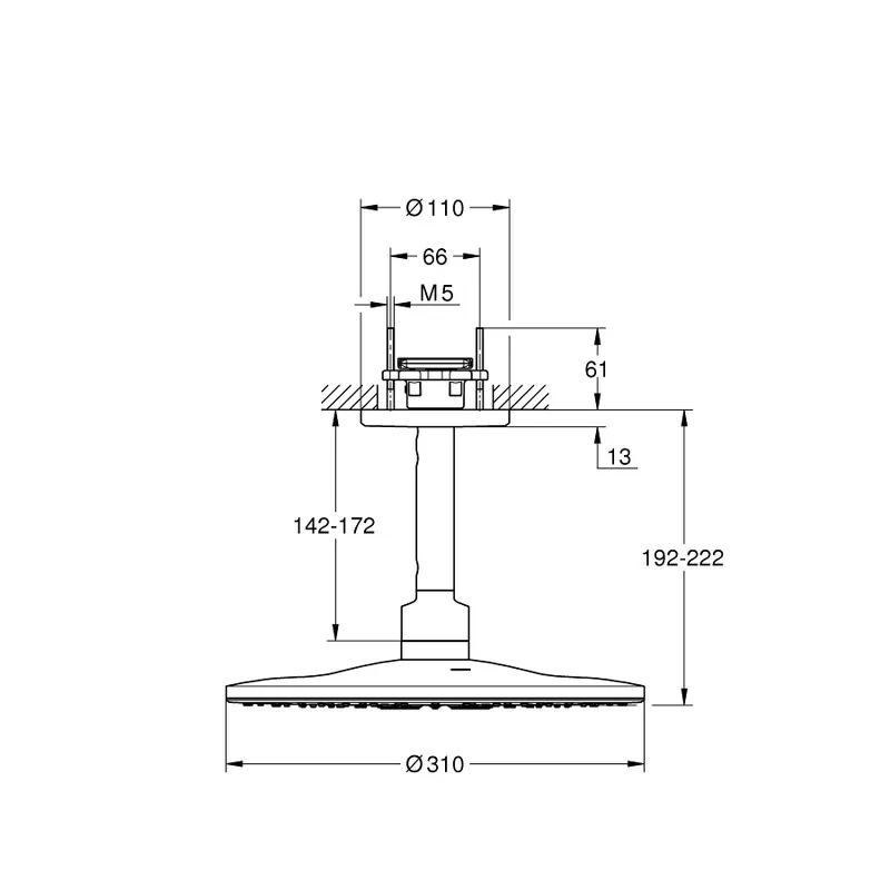 Grohe 26477DL0 SmartActive 310 Overhead Shower (Rose Gold)