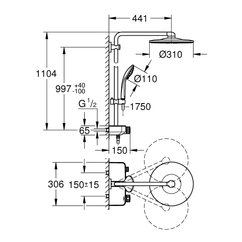 Grohe Euphoria SmartControl 310 26507000 Rainshower Thermostatic Shower Mixer