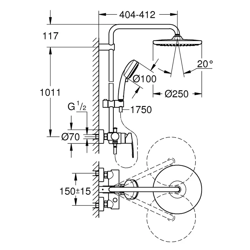 Grohe New Tempesta Cosmopolitan 250 26673000 Rainshower Shower Mixer
