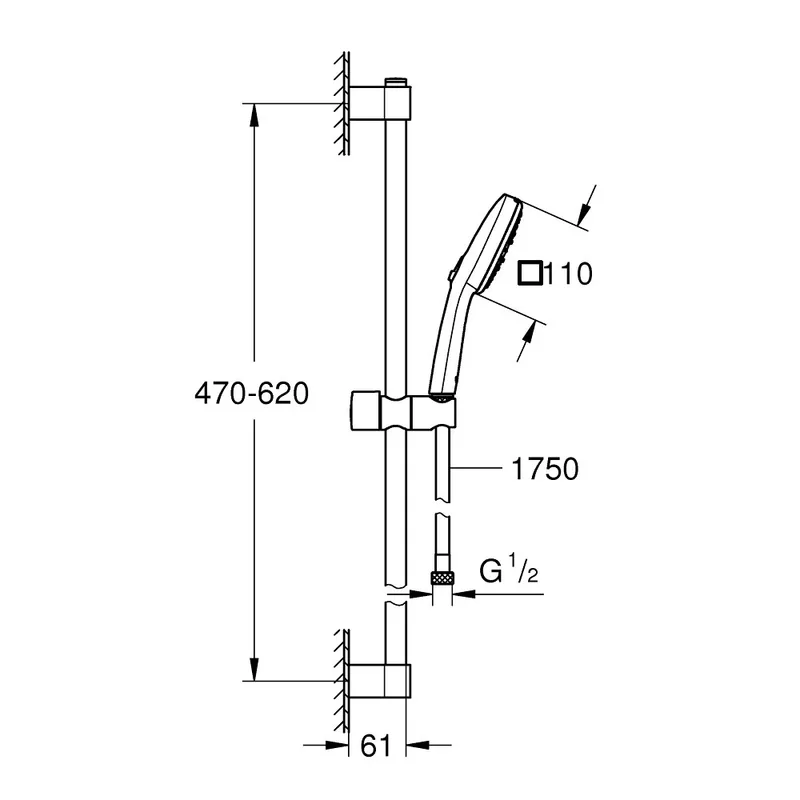 Grohe Tempesta Cube 110 III Shower Rail Set