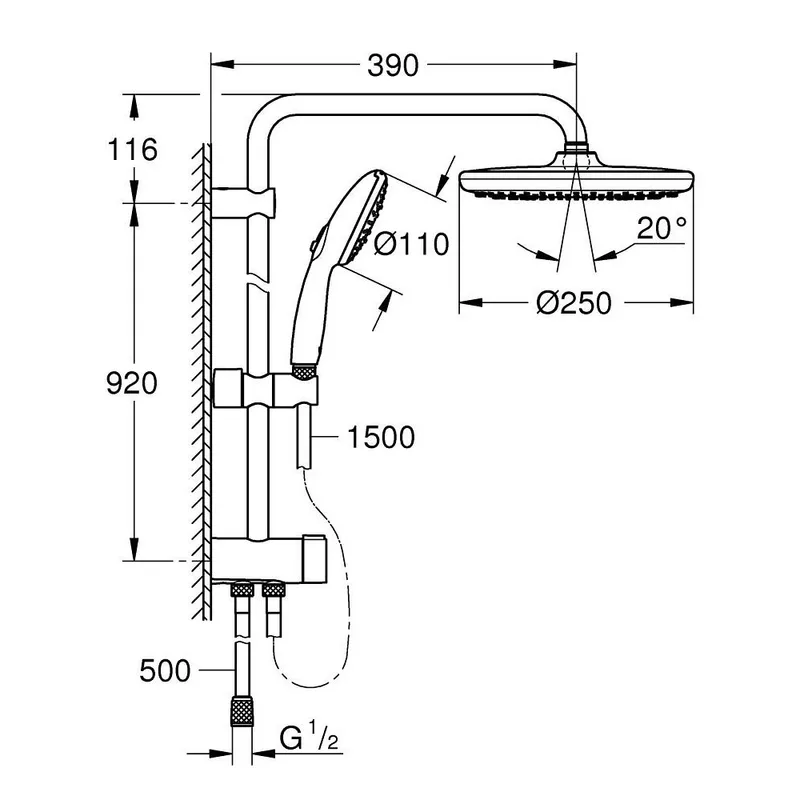 Grohe Tempesta System 250 Shower Diversion Set