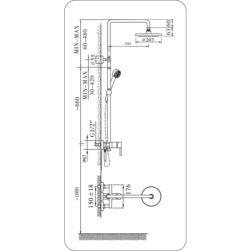 Luxes MEL4100 Rain Shower Mixer