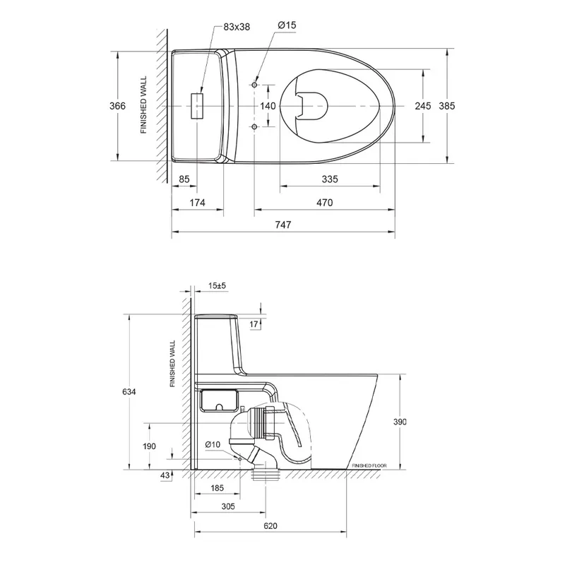 American Standard CL20075-6DASGCBT Acacia SupaSleek One-Piece Water Closet