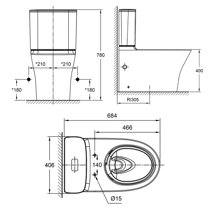 American Standard CL26225 Signature Close-Coupled Water Closet