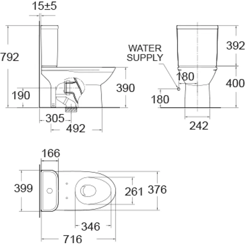 American Standard CL26305 Neo Modern Close-Coupled Water Closet