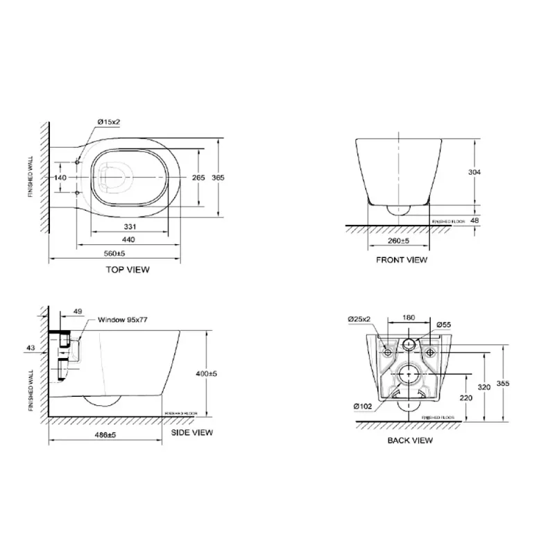 American Standard CL3105 Concept Wall-Hung Water Closet