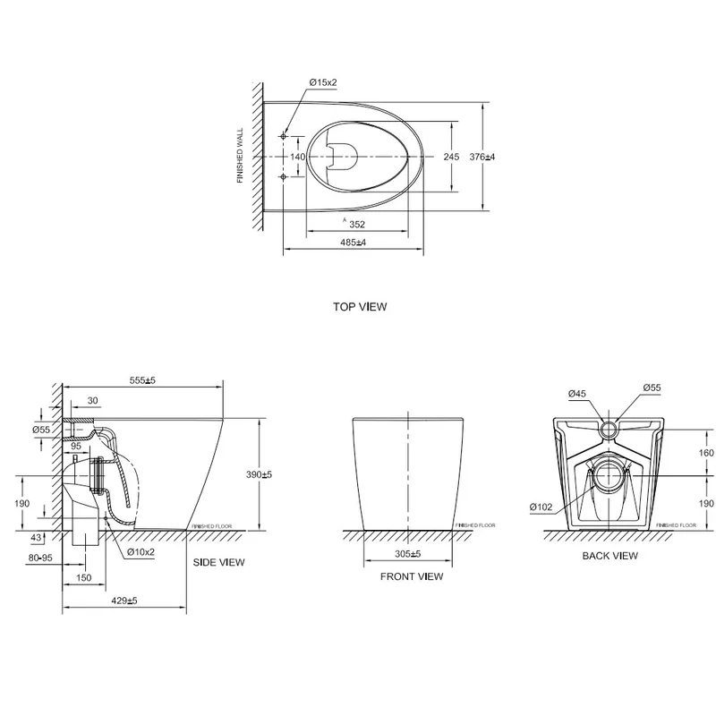 American Standard CL32297-6DAMYB1 Acacia SupaSleek Back-to-Wall Water Closet