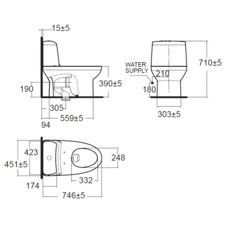 American Standard CL20415 Milano One-Piece Water Closet