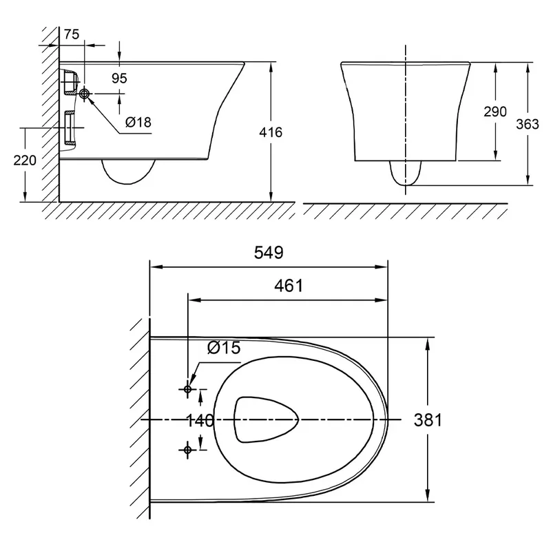 American Standard CCAS3140 Signature Wall-Hung Water Closet