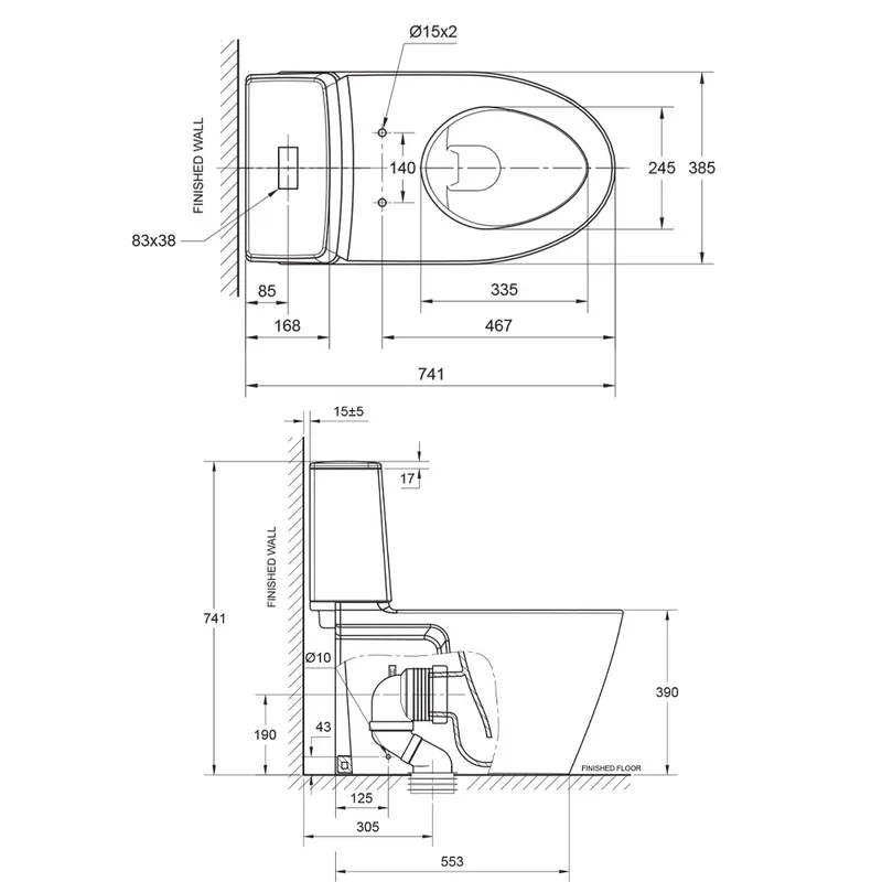 American Standard CL23075-6DASGCBT Acacia SupaSleek Close-Coupled Water Closet