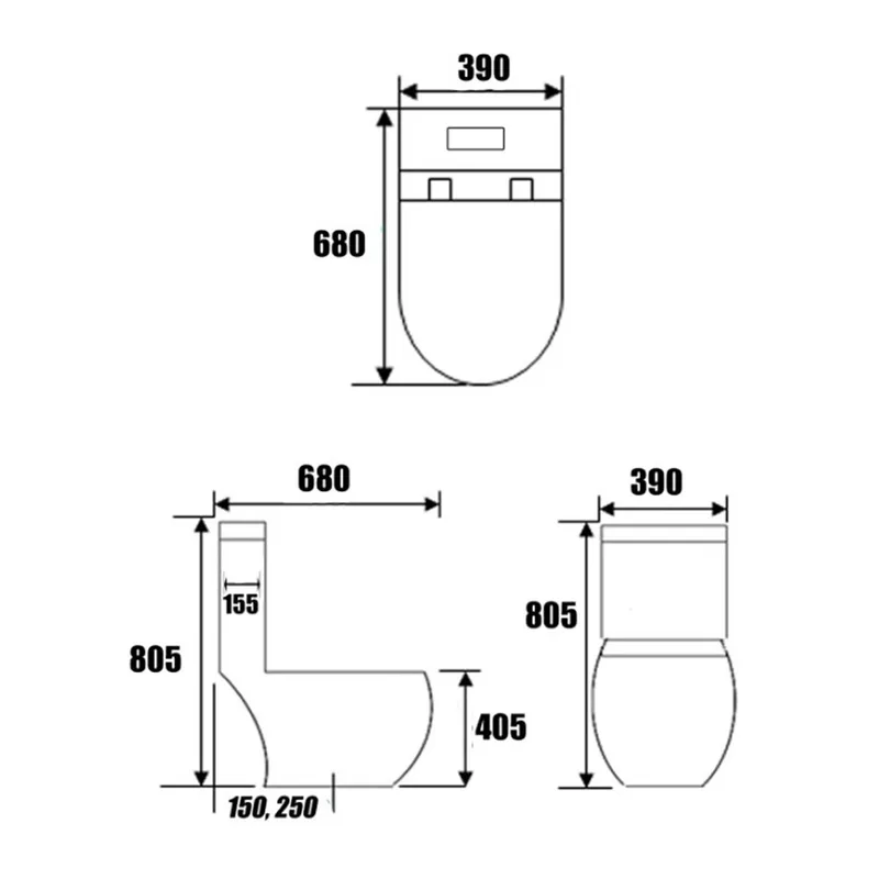 Baron W898 One-Piece Toilet Bowl with Tornado Flushing