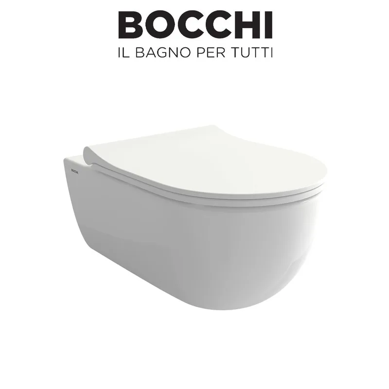 BOCCHI 1416-001-0129 V-Tondo Rimless Wall Mounted Toilet