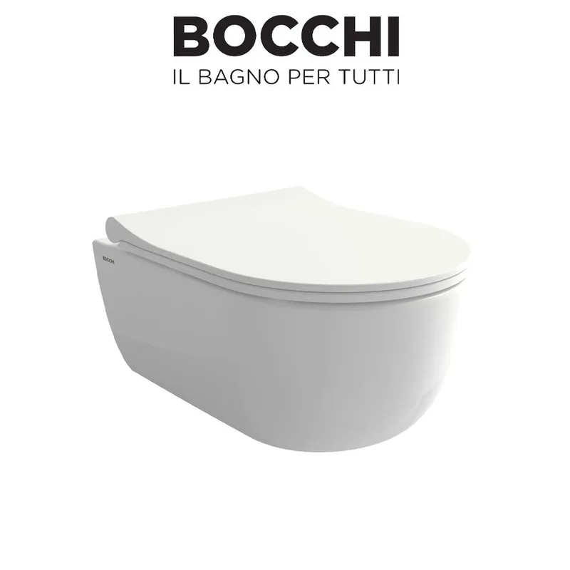 BOCCHI 1417-001-0129 V-Tondo Rimless Wall Mounted Toilet