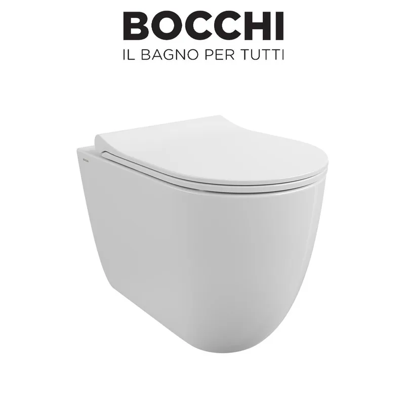 BOCCHI 1528-001-0129 Venezia Rimless Back-To-Wall Toilet