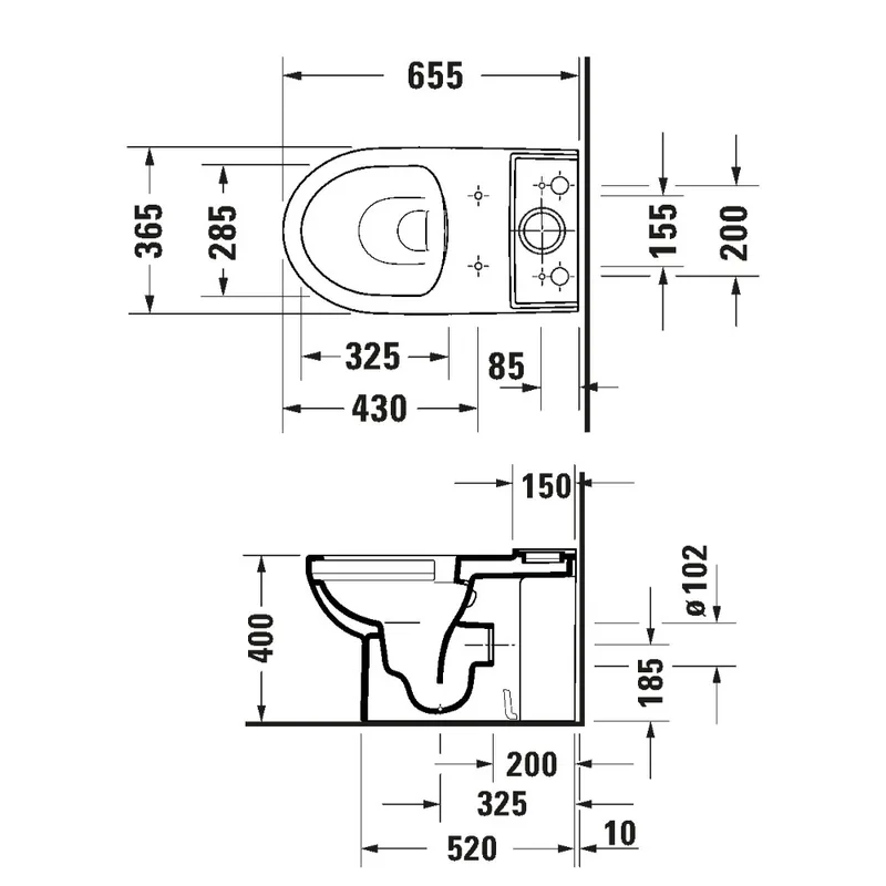 Duravit 218309 Rimless Close-Coupled Water Closet