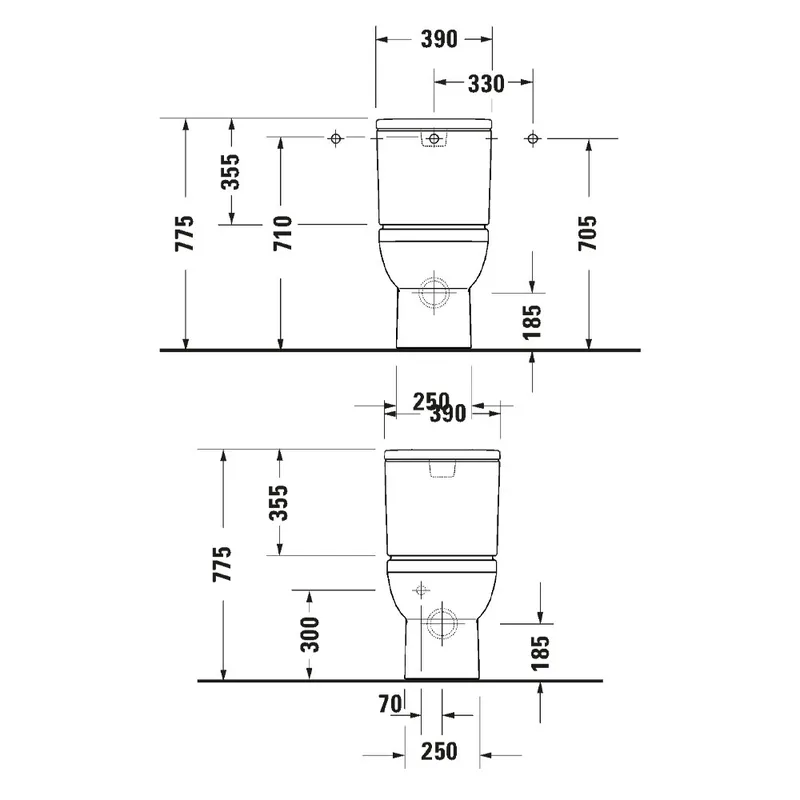 Duravit 218309 Rimless Close-Coupled Water Closet